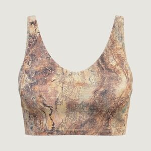 Cara Loren Sports Bra Women Medium Orange Marble Print Crop 1692